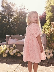 Pink 3D Floral Print Occasion Dress (3-14yrs) - Image 5 of 10