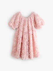 Pink 3D Floral Print Occasion Dress (3-14yrs) - Image 8 of 10