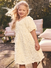 Ecru 3D Floral Print Occasion Dress (3-14yrs) - Image 1 of 8