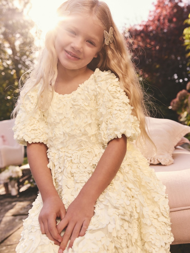 Ecru 3D Floral Print Occasion Dress (3-14yrs) - Image 2 of 8