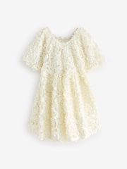 Ecru 3D Floral Print Occasion Dress (3-14yrs) - Image 5 of 8