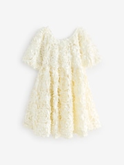 Ecru 3D Floral Print Occasion Dress (3-14yrs) - Image 6 of 8