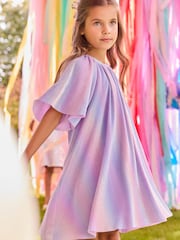 Lilac Purple Rainbow Sparkle Angel Sleeve Party Dress (3-16yrs) - Image 1 of 10