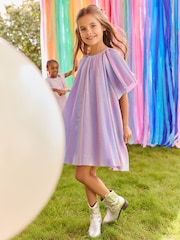 Lilac Purple Rainbow Sparkle Angel Sleeve Party Dress (3-16yrs) - Image 3 of 10