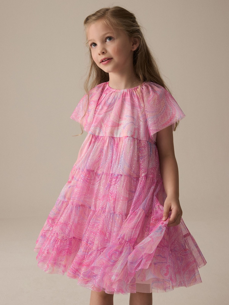 Pink Rainbow Sparkle Mesh Party Dress (3-16yrs) - Image 1 of 10