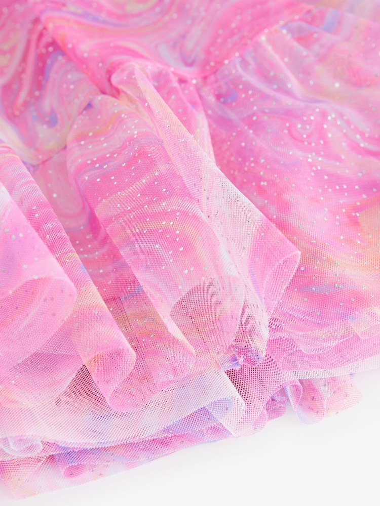 Pink Rainbow Sparkle Mesh Party Dress (3-16yrs) - Image 10 of 10