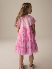 Pink Rainbow Sparkle Mesh Party Dress (3-16yrs) - Image 3 of 10