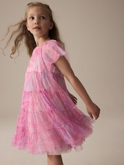 Pink Rainbow Sparkle Mesh Party Dress (3-16yrs) - Image 5 of 10