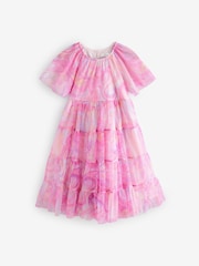 Pink Rainbow Sparkle Mesh Party Dress (3-16yrs) - Image 6 of 10