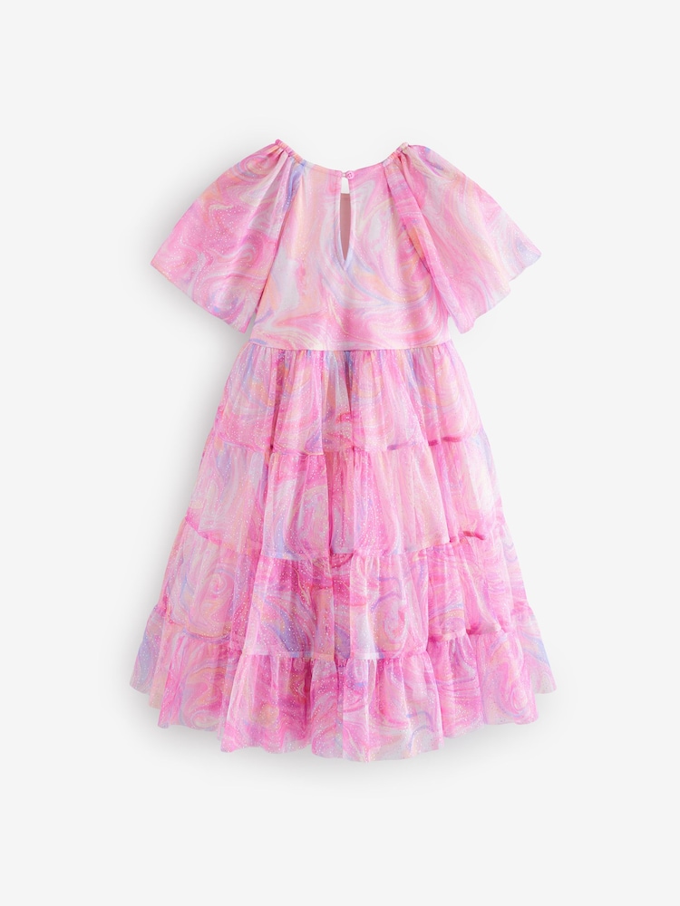 Pink Rainbow Sparkle Mesh Party Dress (3-16yrs) - Image 7 of 10