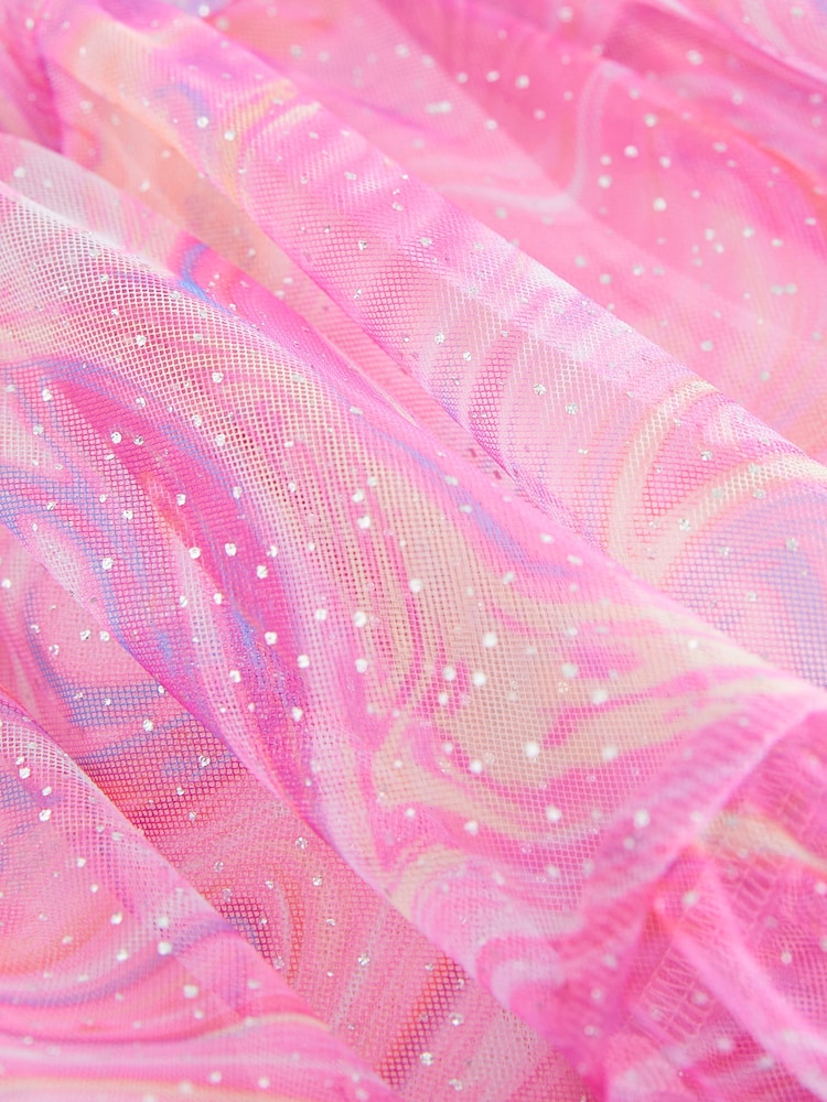 Pink Rainbow Sparkle Mesh Party Dress (3-16yrs) - Image 8 of 10
