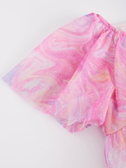 Pink Rainbow Sparkle Mesh Party Dress (3-16yrs) - Image 9 of 10