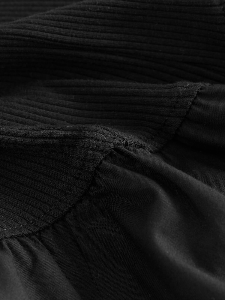 črna - Woven Jersey Mix brez rokavov Racer Ribbed (krilo, obleka ali plašč) srednje dolga; ki sega do sredine meč obleka - Slika 8 iz 8 črna - Woven Jersey Mix brez rokavov Racer Ribbed (krilo, obleka ali plašč) srednje dolga; ki sega do sredine meč obleka - Slika 8 iz 8