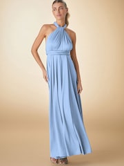 Pastel Blue Jersey Multiway Bridesmaid Wedding Maxi Dress - Image 1 of 8