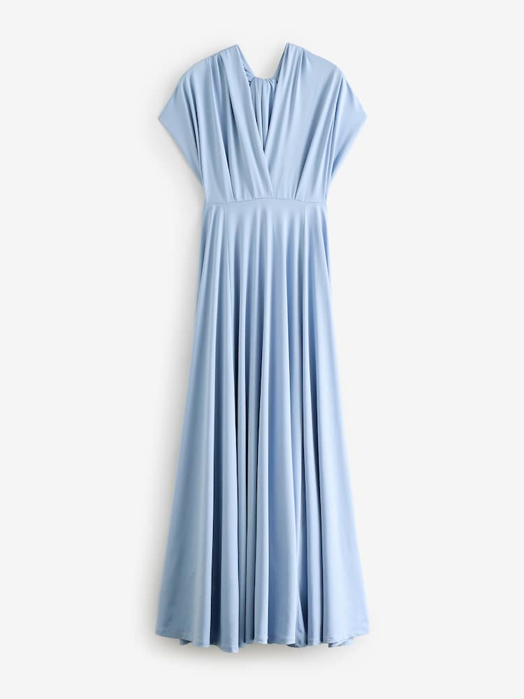 Pastel Blue Jersey Multiway Bridesmaid Wedding Maxi Dress - Image 6 of 8