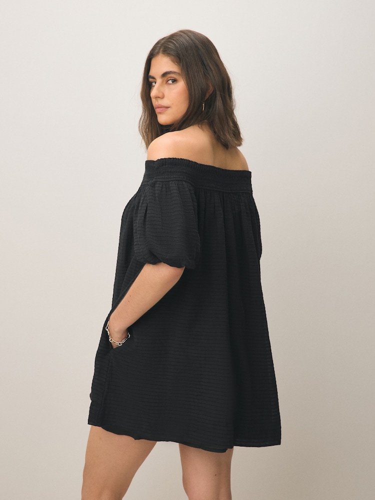 Black Bandeau Crinkle Textured Mini Dress - Image 2 of 4