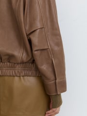 Neutral - Reiss Maeve Leather Twin-Pocket Relaxed Jacket - Bild 7 von 8