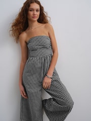 Noir et blanc à imprimé vichy - Combinaison bandeau en seersucker - Image 1 of 8
