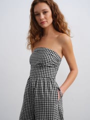 Noir et blanc à imprimé vichy - Combinaison bandeau en seersucker - Image 5 of 8