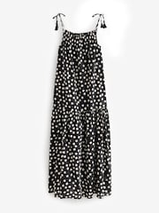 Lunares en blanco y negro - Vestido largo escalonado con cintura caída y tiras - Imagen 5 de 7