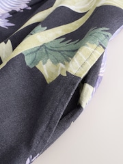 Kew Collection Navy Floral Button Down Puff Sleeve Midi Dress with Linen - Image 8 of 8