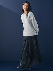 Grey Soft Touch Crew Neck Knitted Jumper with Wool - Image 3 of 8