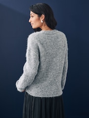 Grey Soft Touch Crew Neck Knitted Jumper with Wool - Image 4 of 8