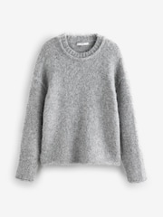 Grey Soft Touch Crew Neck Knitted Jumper with Wool - Image 6 of 8