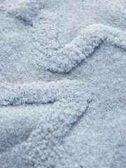 Blue Chambray Star Textured V-Neck Long Sleeve Knitted Jumper With Wool - Image 8 of 9