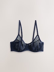 Green/Cream/Navy Non Pad Full Cup Floral Lace Bras 3 Pack - Image 10 of 12