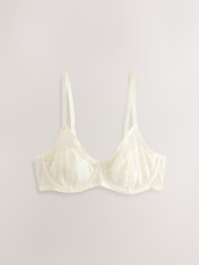 Green/Cream/Navy Non Pad Full Cup Floral Lace Bras 3 Pack - Image 8 of 12