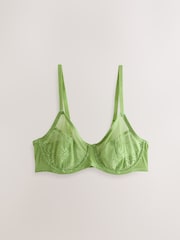 Green/Cream/Navy Non Pad Full Cup Floral Lace Bras 3 Pack - Image 9 of 12