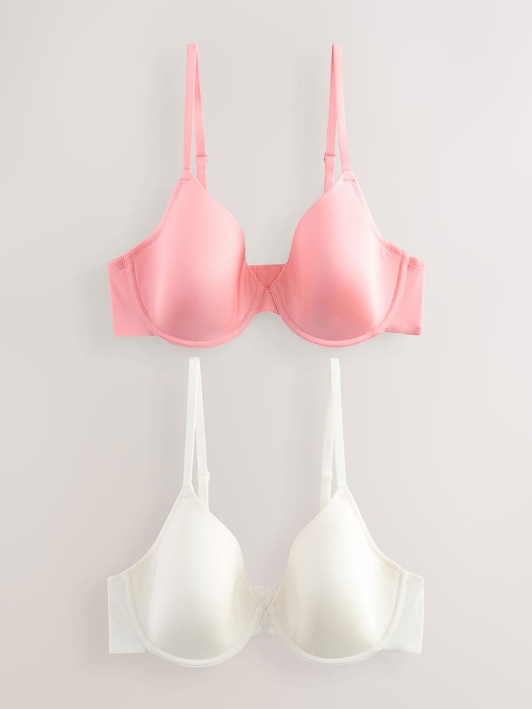 Coral/Ecru 2 Pack Light Pad Full Cup Smoothing Ultimate Comfort T-Shirt Bra A-E - Image 1 of 11