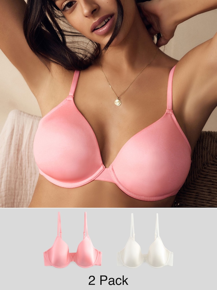 Coral/Ecru Full Cup A-E Smoothing Ultimate Comfort T-Shirts Bras 2 Pack - Image 1 of 12 Coral/Ecru Full Cup A-E Smoothing Ultimate Comfort T-Shirts Bras 2 Pack - Image 1 of 12