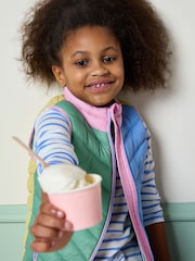 Joules Girls' Crofton Gilet Blue Hotchpotch Showerproof Padded Gilet - Image 2 of 8