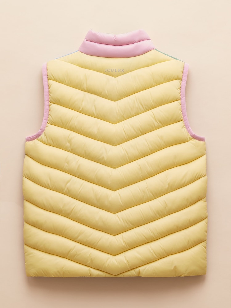 Joules Girls' Crofton Gilet Blue Hotchpotch Showerproof Padded Gilet - Image 5 of 8