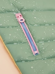 Joules Girls' Crofton Gilet Blue Hotchpotch Showerproof Padded Gilet - Image 8 of 8