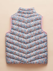 Joules Girls' Crofton Gilet Pink Ditsy Showerproof Padded Gilet - Image 2 of 5