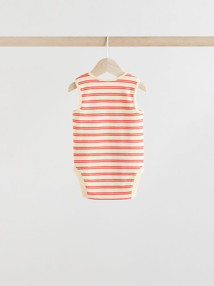 Blue/Red Stripe Nautical Baby Vest Bodysuits 5 Pack - Image 4 of 13