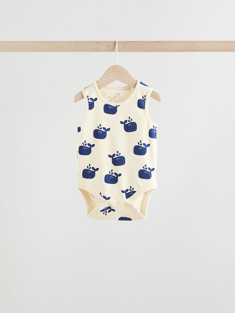 Blue/Red Stripe Nautical Baby Vest Bodysuits 5 Pack - Image 5 of 13
