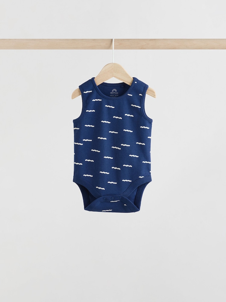 Blue/Red Stripe Nautical Baby Vest Bodysuits 5 Pack - Image 7 of 13