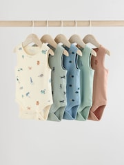 Multi Baby Vest Bodysuits 5 Pack - Image 1 of 9