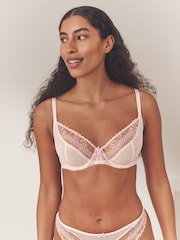 Rose/Crème - Soutien-gorge brodé à fleurs haut de gamme - Image 1 de 8