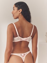 Rose/Crème - Soutien-gorge brodé à fleurs haut de gamme - Image 3 de 8