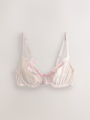 Rose/Crème - Soutien-gorge brodé à fleurs haut de gamme - Image 6 de 8