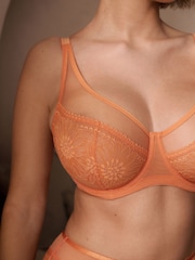 Orange/Cream/Navy DD+ Non Pad Full Cup Floral Lace Bras 3 Pack - Image 7 of 14
