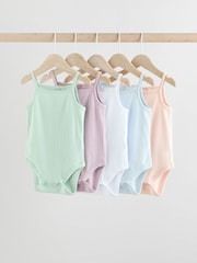 Pastel Baby Plain Vest 100% Cotton Bodysuits 5 Pack - Image 1 of 13
