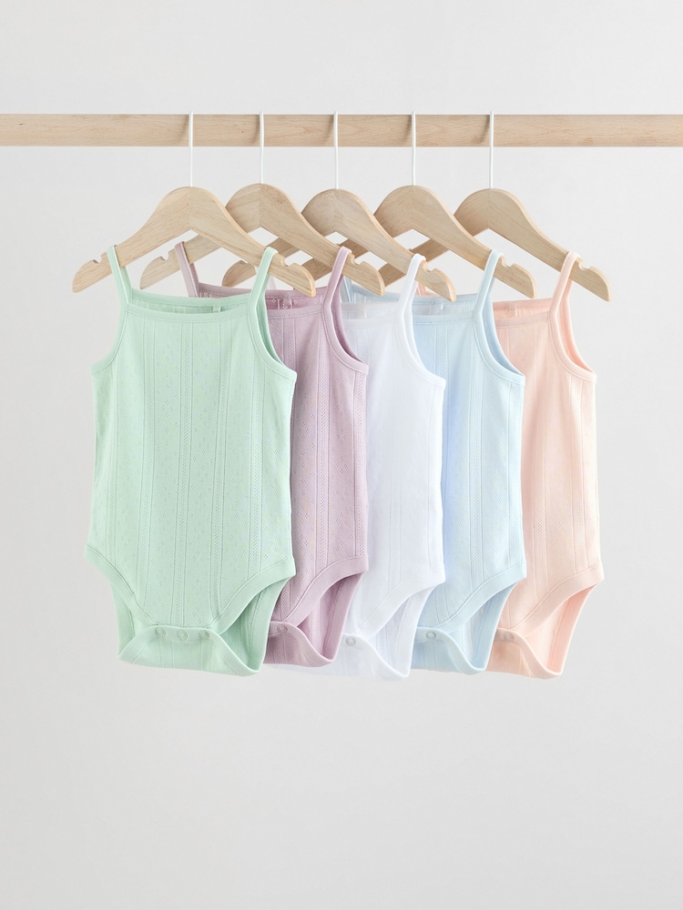 Pastel Baby Plain Vest 100% Cotton Bodysuits 5 Pack - Image 1 of 13