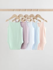 Pastel Baby Plain Vest 100% Cotton Bodysuits 5 Pack - Image 2 of 13