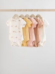 Muted Browns Baby Short Sleeve 100% Cotton Bodysuits 5 Pack - Image 1 of 14